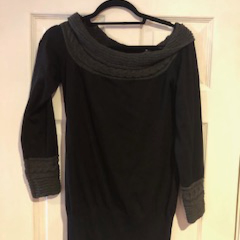 Black sweater with deep cowl